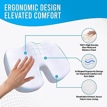 NEW DESIGN Comfort Memory Foam Seat Cushion for Lower Back Tailbone and  Sciatica Pain Relief